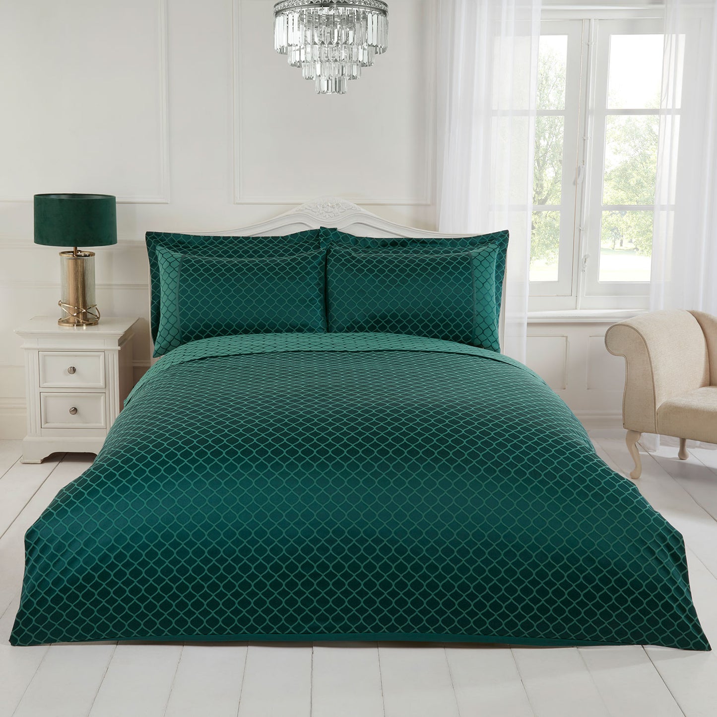 Othello Emerald Jacquard Housewife Pillowcases (Pair)