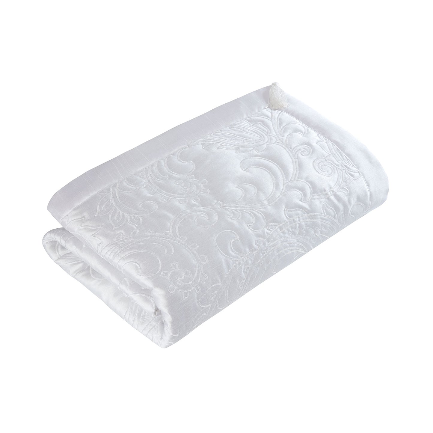 Paisley White Luxury Jacquard 5 Piece Bedding Collection