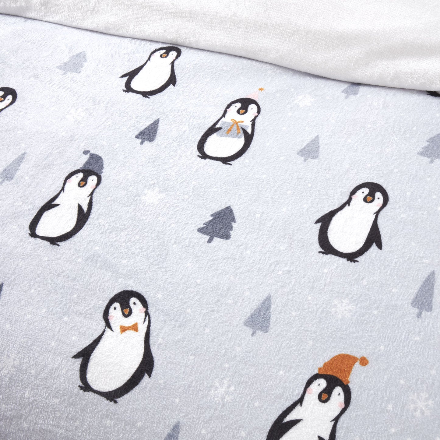 Penguin Grey Reversible Fleece Duvet Set