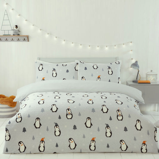 Penguin Grey Fleece Duvet Set