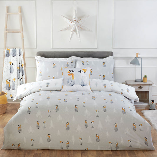 Penguin Pals Grey Reversible Duvet Set