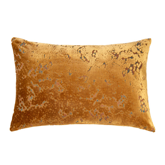 Petra Ochre Cut Velvet Boudoir Cushion (40cm x 60cm)