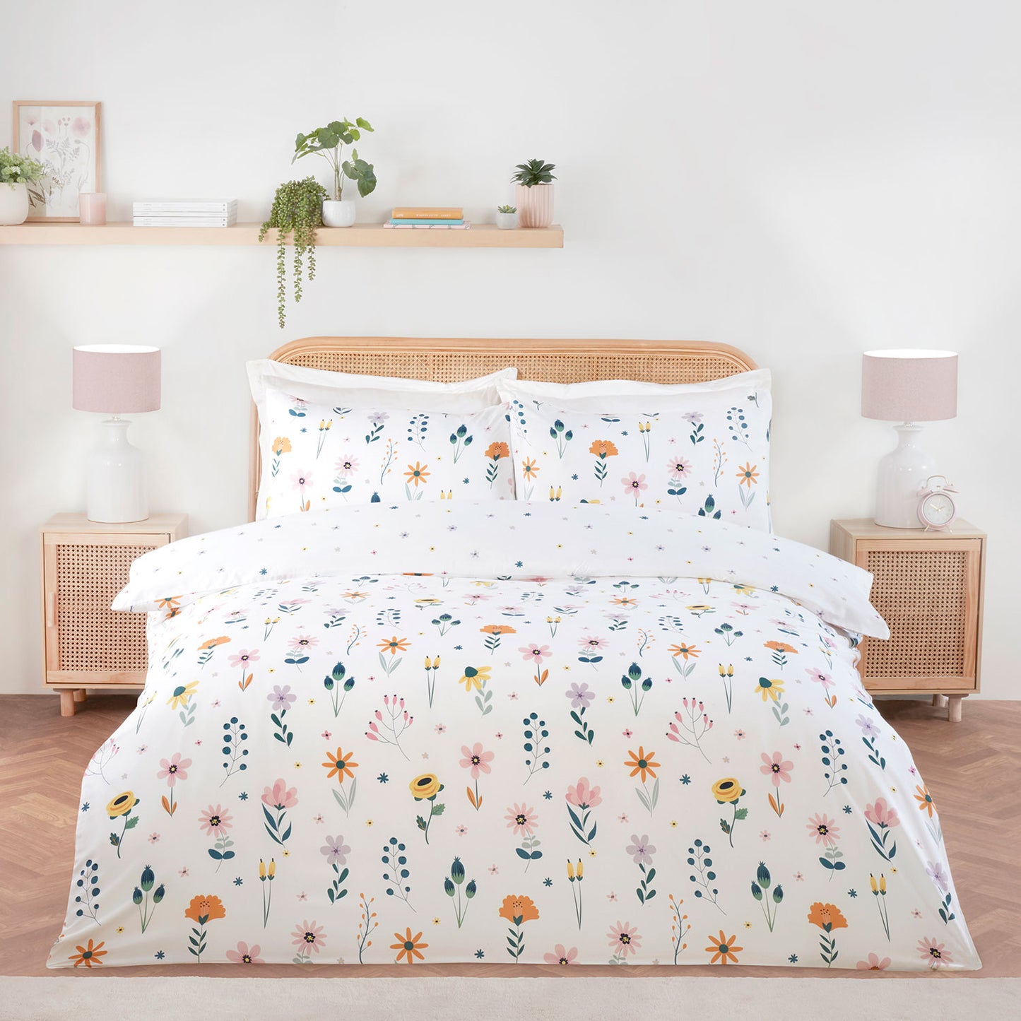 Pippa Multi Reversible Floral Bedding Set With Fitted Sheet