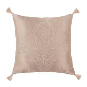 Regency Natural Embroidered Matt Satin Cushion (40cm x 40cm)