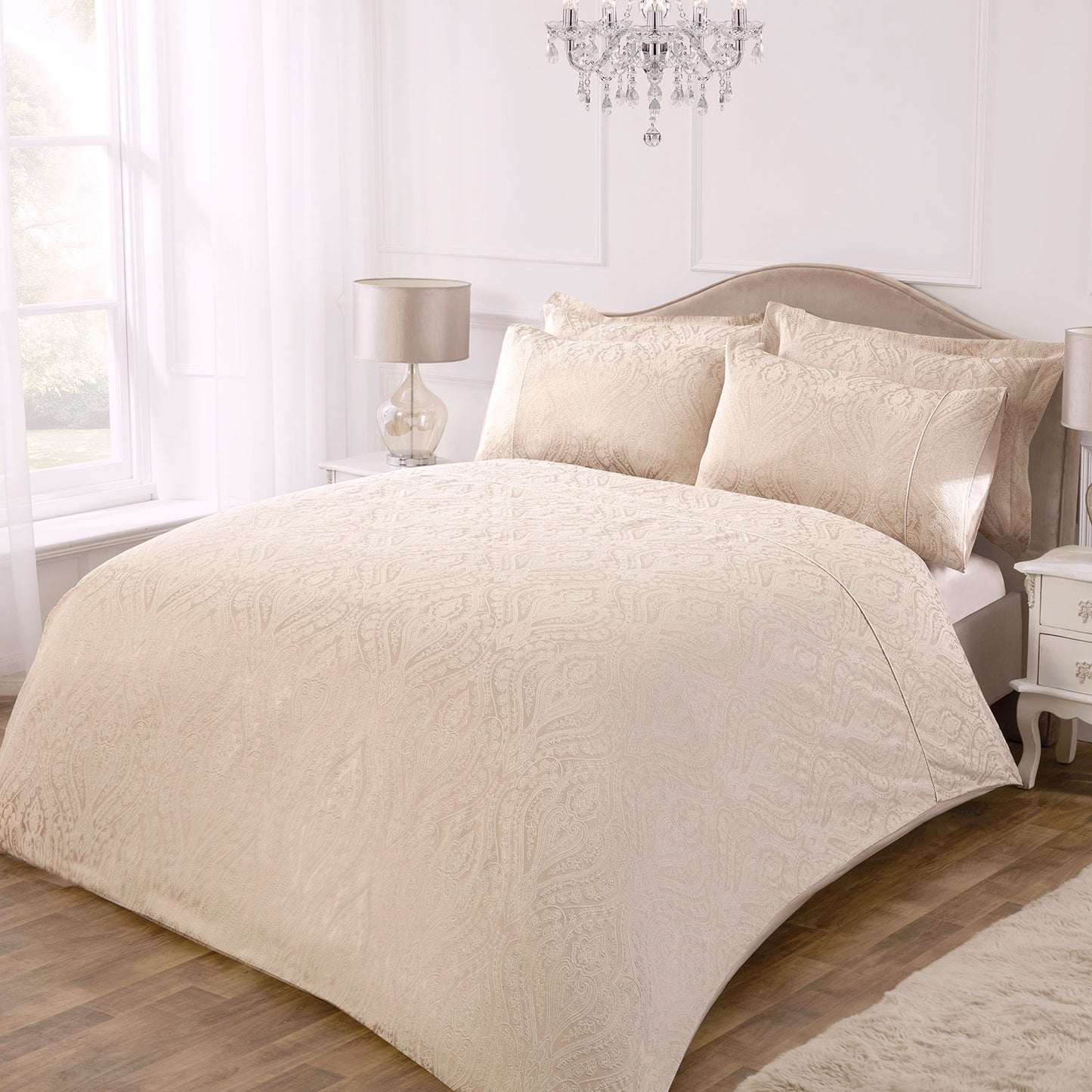 Regency Natural Luxury Cotton Rich Jacquard Duvet Cover
