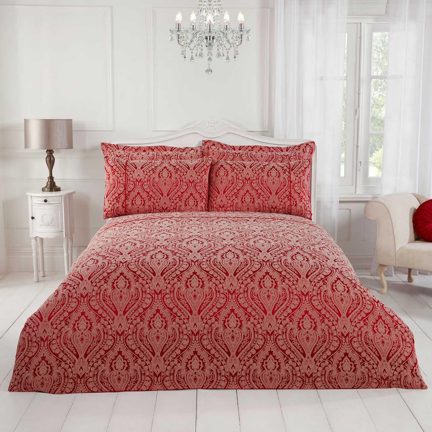 Regency Red Luxury Cotton Rich Jacquard Duvet Cover