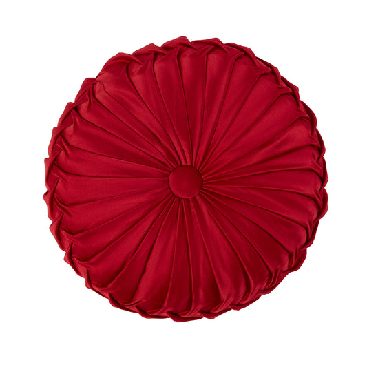 Regency Red Rouched Round Cushion (30cm Diameter)