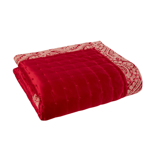 Regency Red Quilted Pintuck Throw (240cm x 160cm)