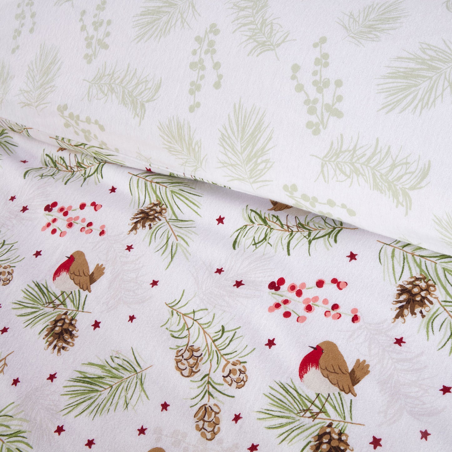 Robin White Christmas Brushed Cotton Duvet Set