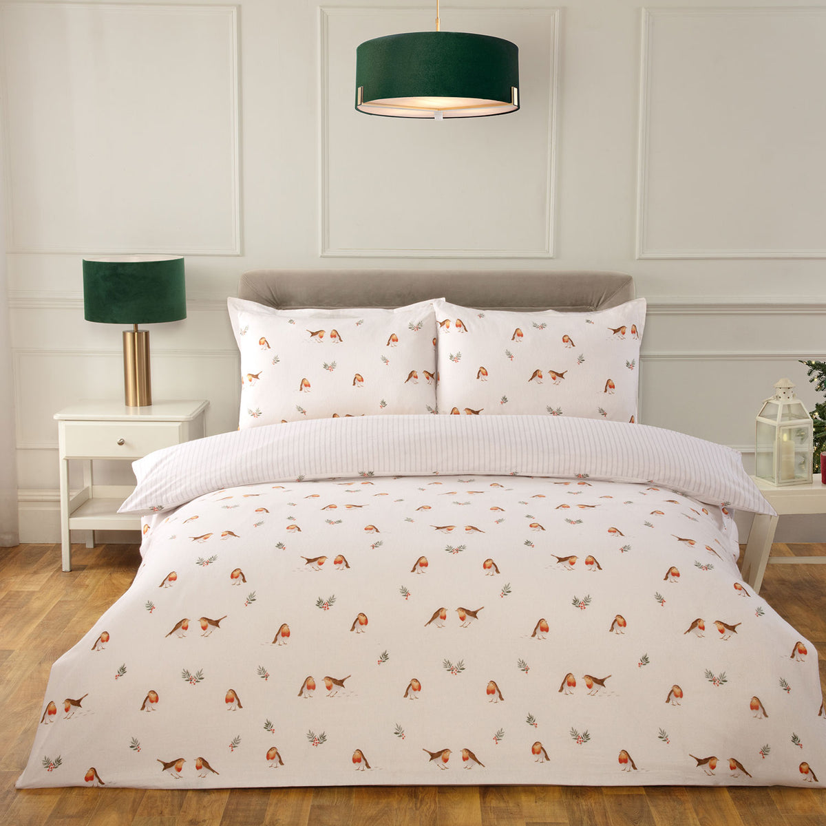 Robins & Berries Brushed Cotton Duvet Set