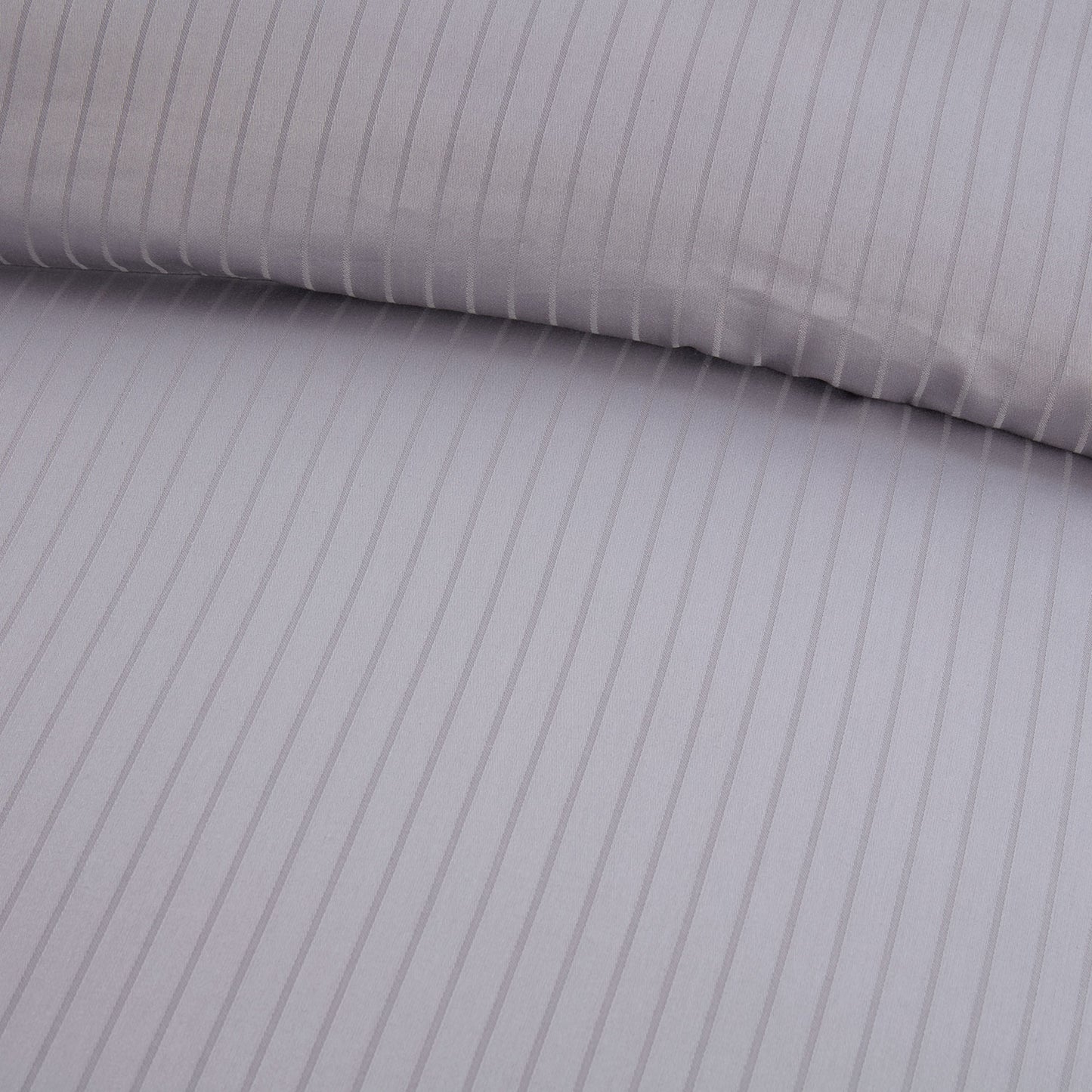 Satin Stripe Silver Grey 210TC 100% Cotton Duvet Set