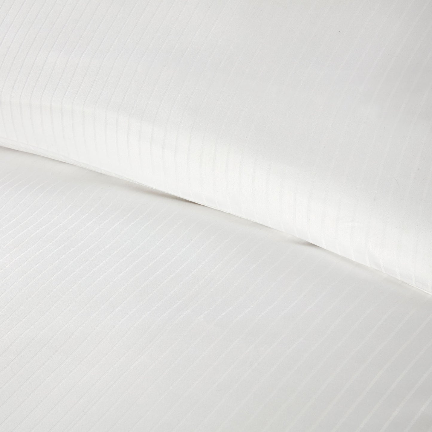 Satin Stripe White 210TC 100% Cotton Duvet Set