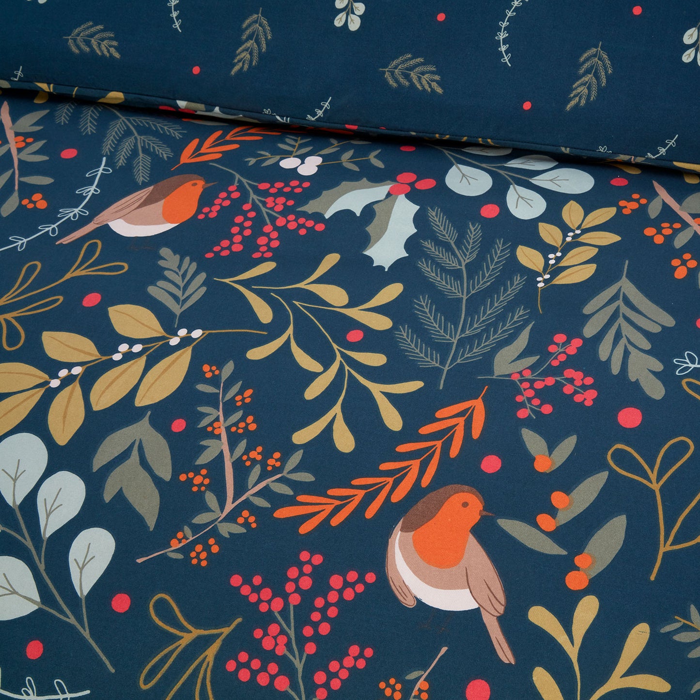 Scandi Robin Teal Christmas Duvet Set