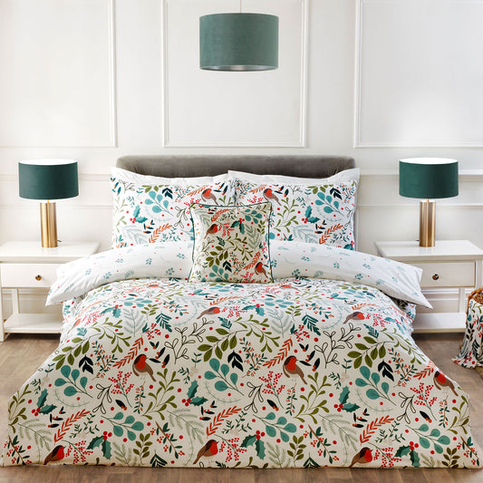 Scandi Robin Reversible White Duvet Set