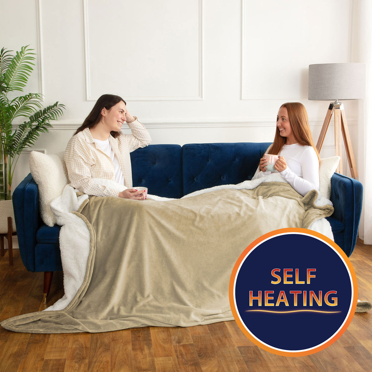 Self Heating Natural Fleece Throw Blanket