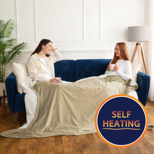 Self Heating Natural Fleece Throw Blanket
