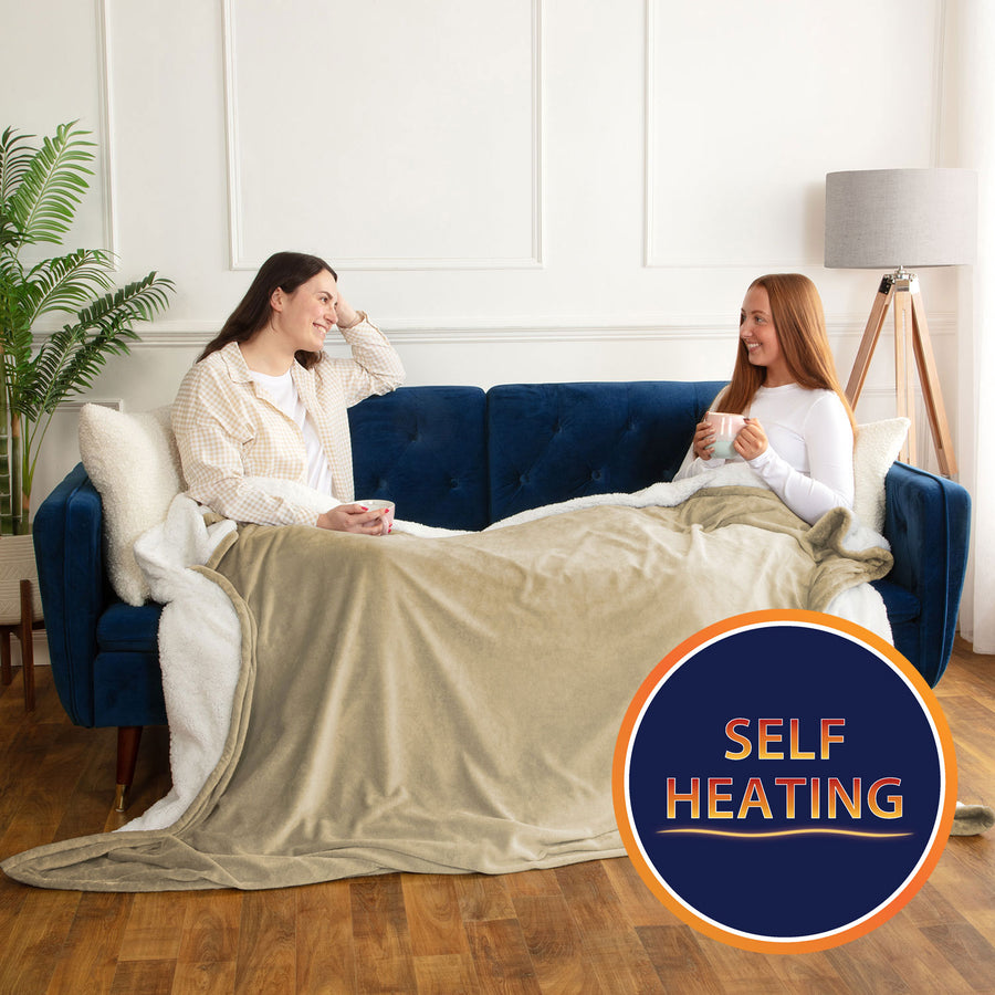 Self Heating Natural Fleece Throw Blanket