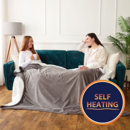 Self Heating Charcoal Fleece Throw Blanket