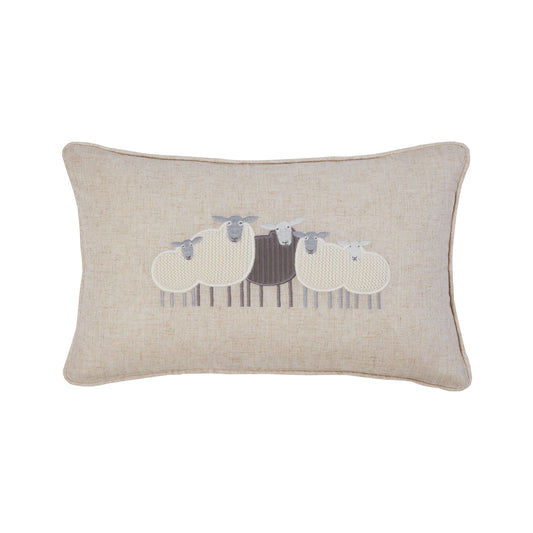 Sheep Family Applique Boudoir Cushion (30cm x 50cm)