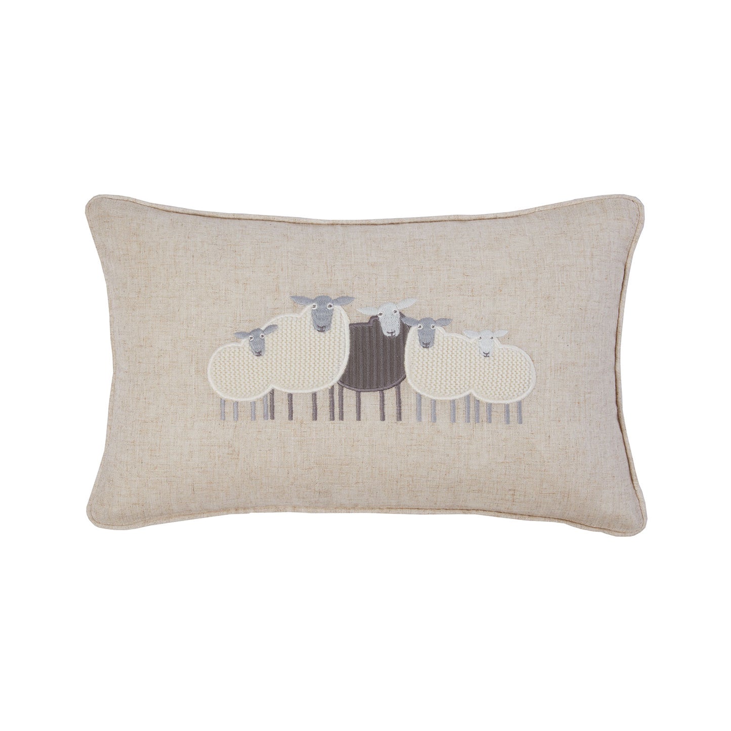 Sheep Family Applique Cushion (30cm x 50cm)