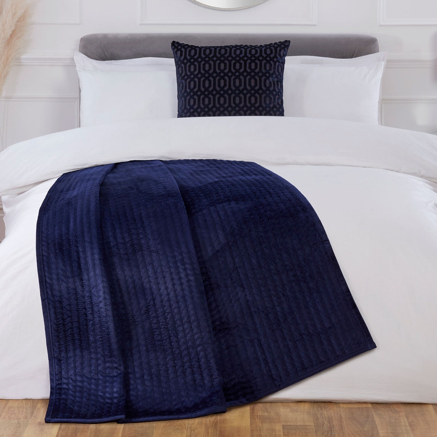 Sicily Velvet Navy Textured Throw