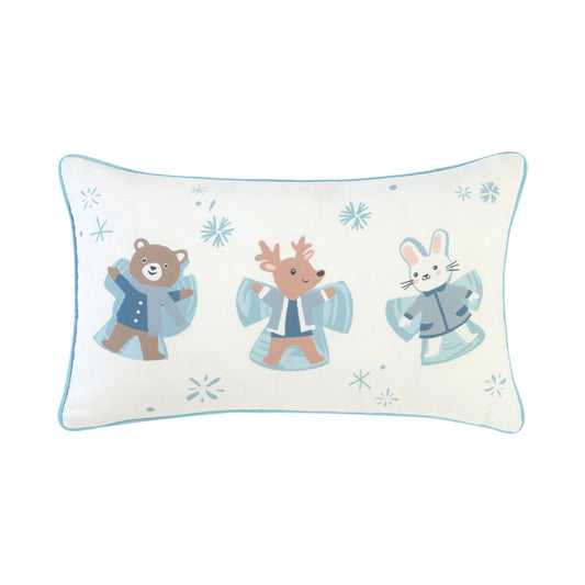 Snow Angel Friends White Printed Cushion (30cm x 50cm)