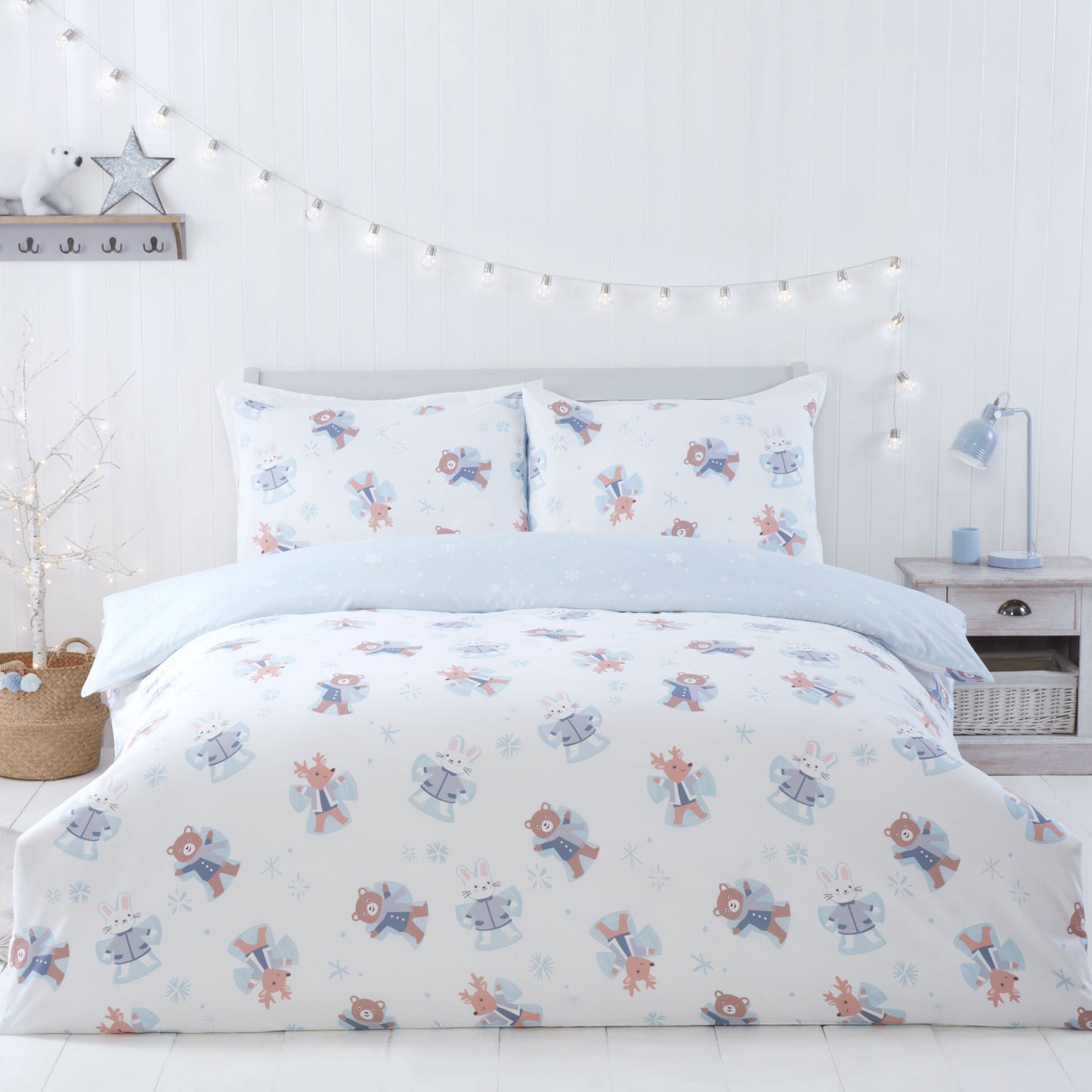 Snow Angel Friends White Reversible Duvet Set