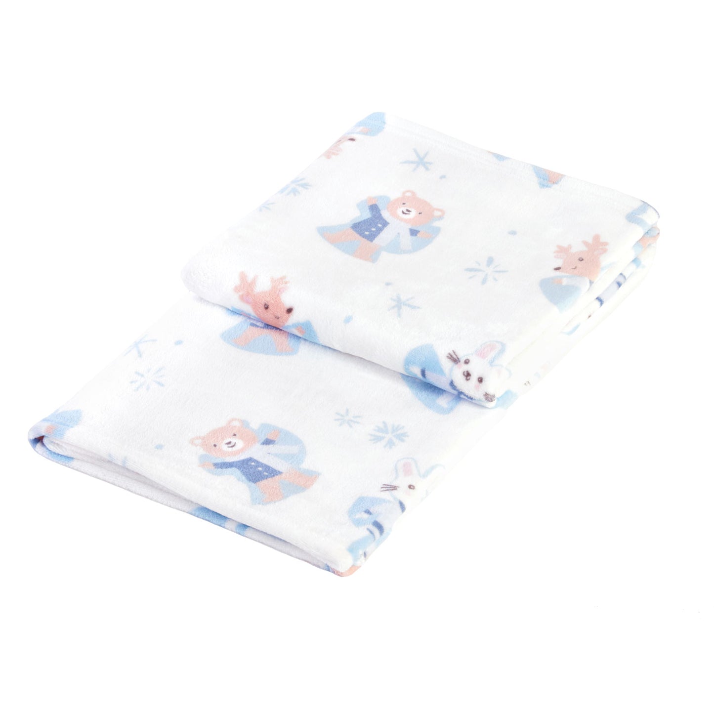 Snow Angel Friends White Printed Fleece Throw (130cm x 150cm)