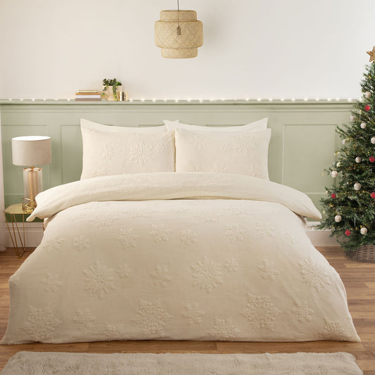 Snowflake Ivory Winter Fleece Duvet Set