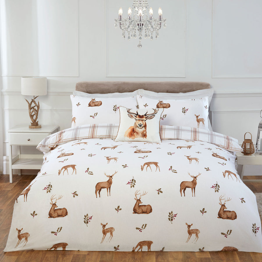 Stag & Deer Natural Brushed Cotton Duvet Set
