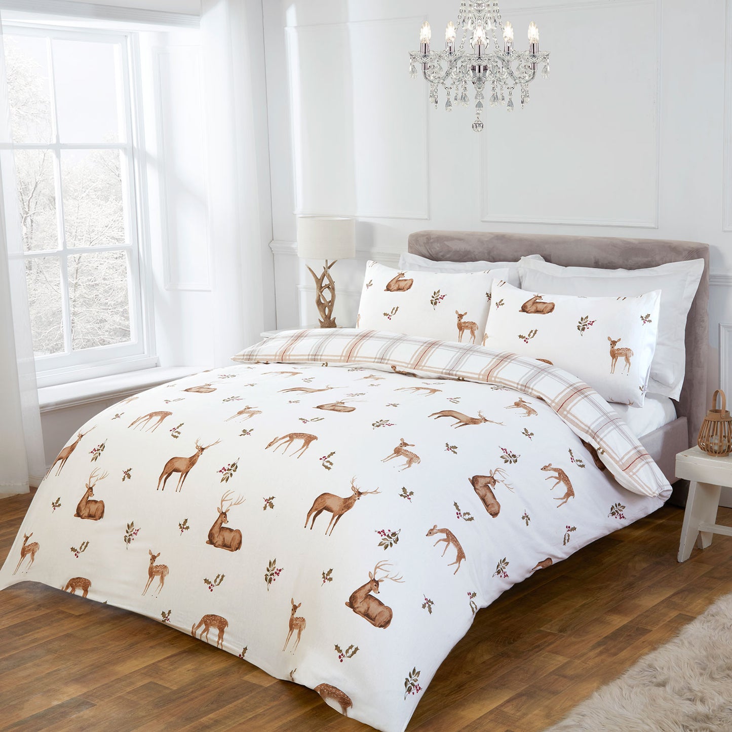 Stag & Deer Natural Brushed Cotton Duvet Set