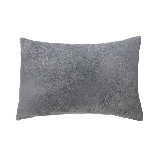Charcoal Grey Teddy Fleece Housewife Pillowcase Pair