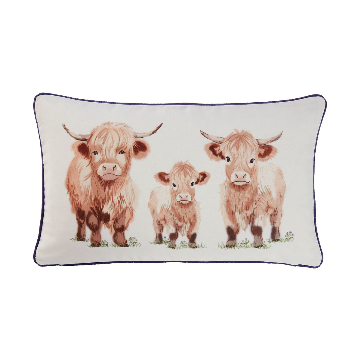Hattie Highland Cow Printed Canvas Cushion
