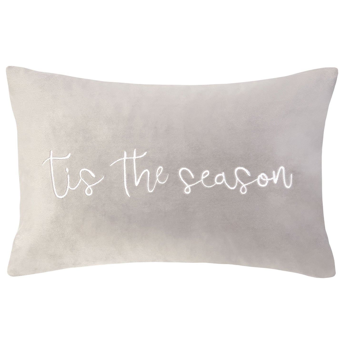 Tis The Season Silver Velvet Embroidered Cushion (30cm x 50cm)