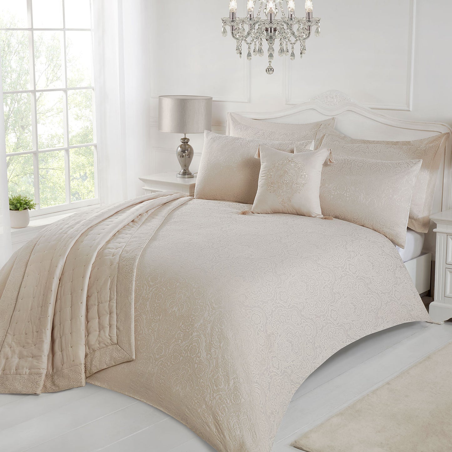 Windsor Natural Luxury Cotton Rich Jacquard Duvet Cover