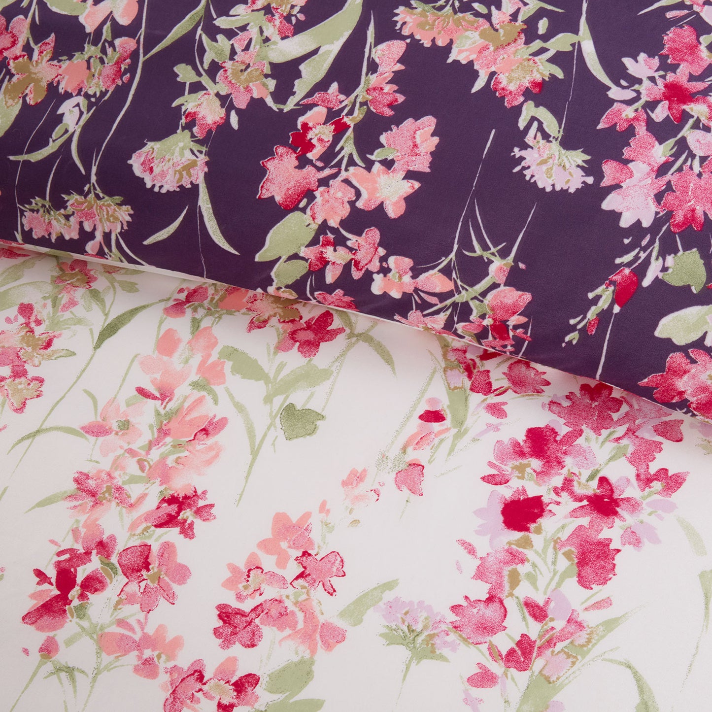 Wisteria Pink Floral Reversible Duvet Set