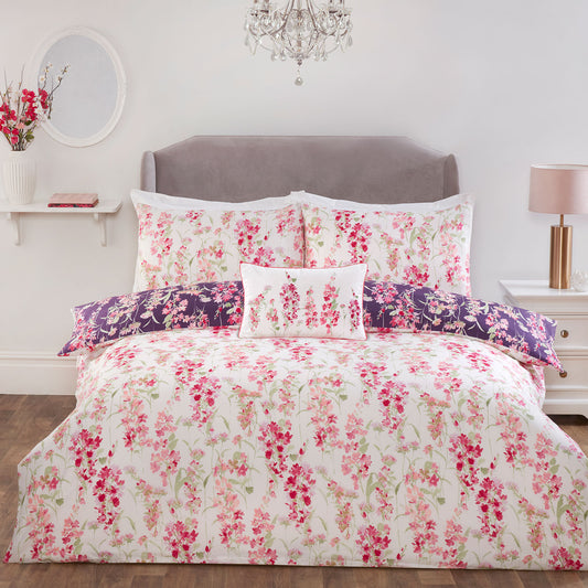 Wisteria Pink Floral Reversible Duvet Set