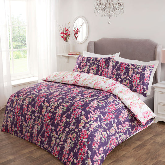 Wisteria Pink Reversible Floral Duvet Set