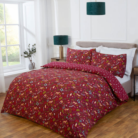 Woodland Tales Claret Super Soft Duvet Set