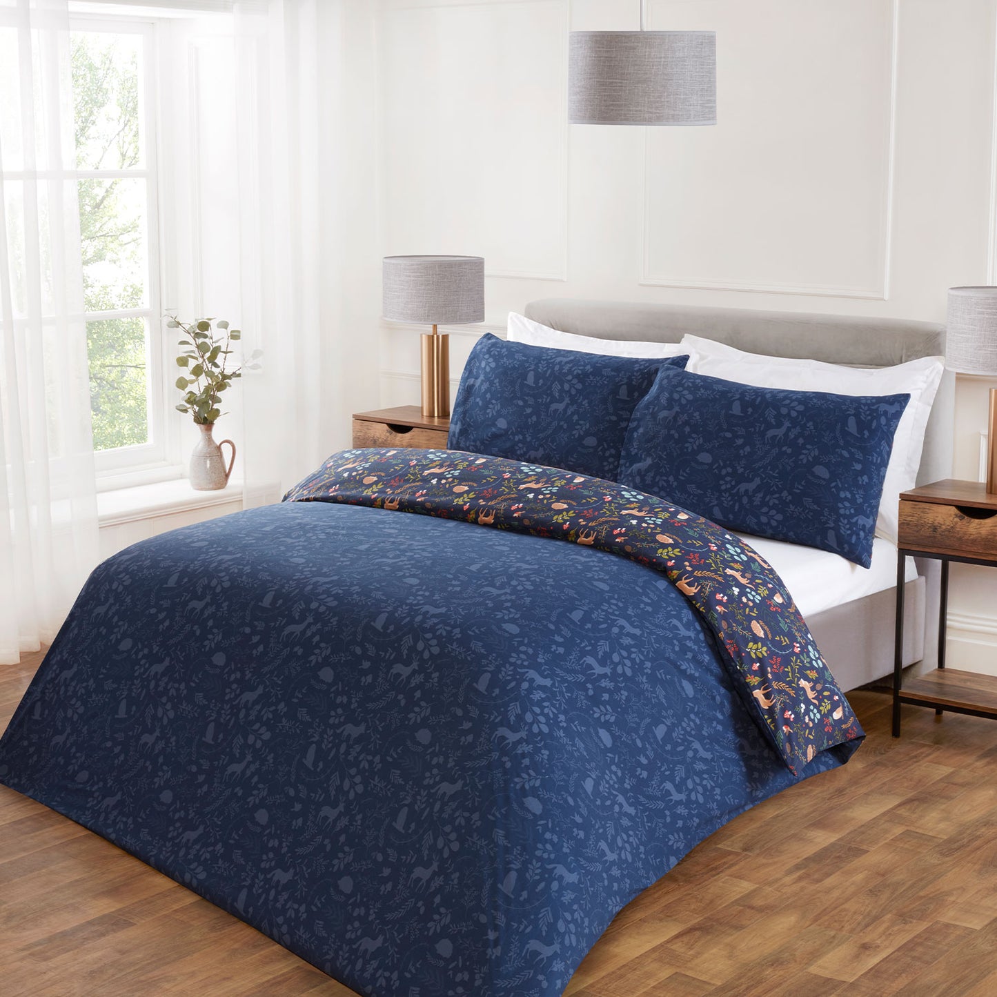 Woodland Navy Forest Friends Reversible Duvet Set