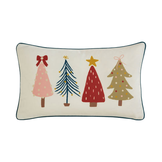 Tiny Trees Christmas Printed Canvas Boudoir Cushion (30cm x 50cm)