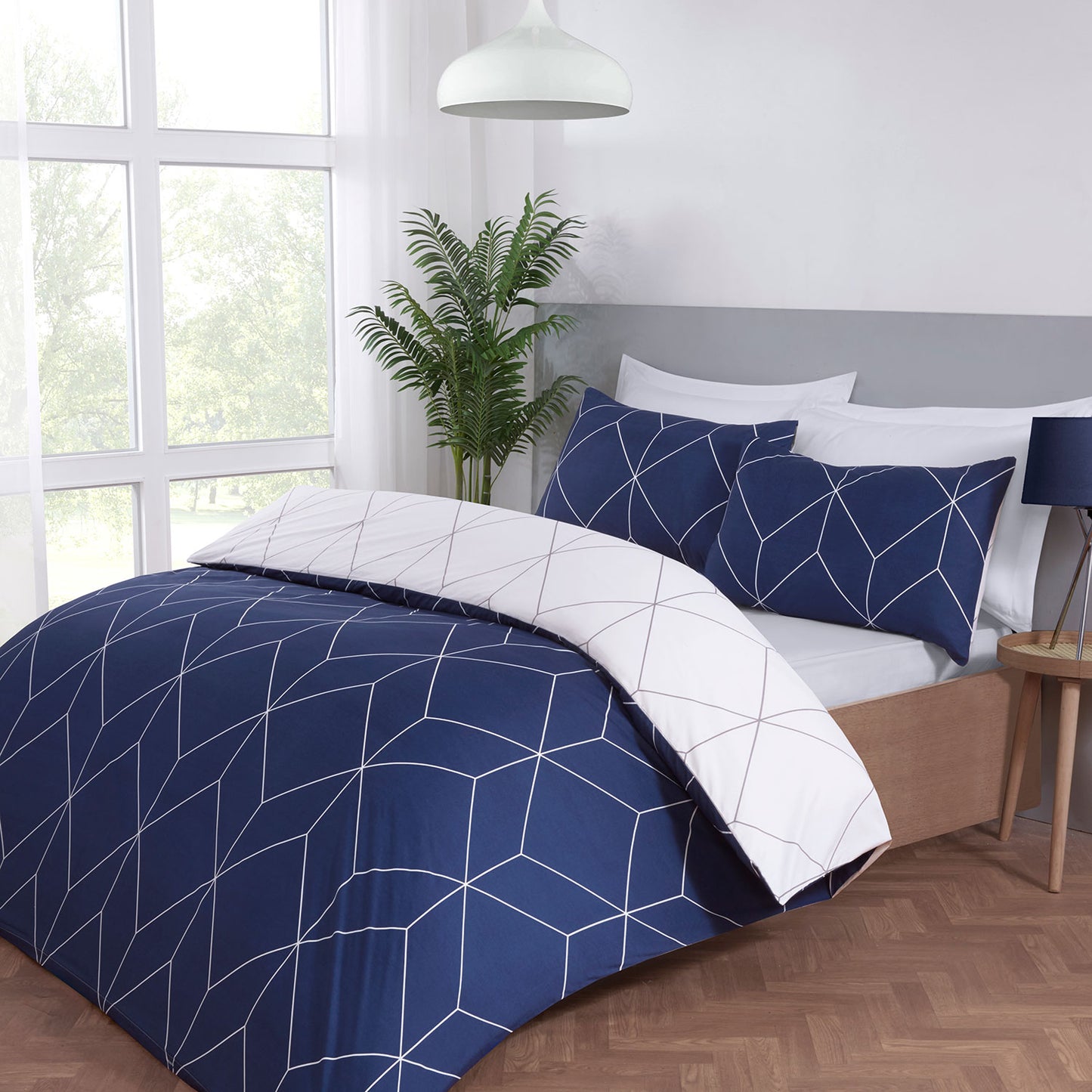 Zen Navy Geo Duvet Set