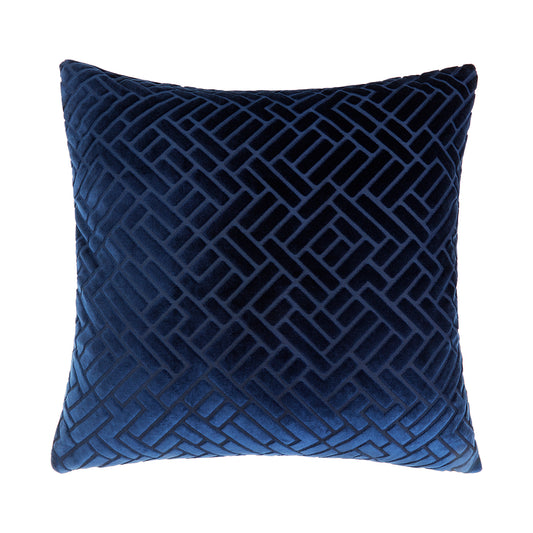 Adeline Navy Blue Cut Velvet Large Cushion (55cm x 55cm)