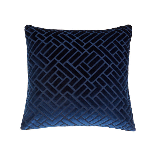 Adeline Navy Blue Cut Velvet Cushion (43cm x 43cm)