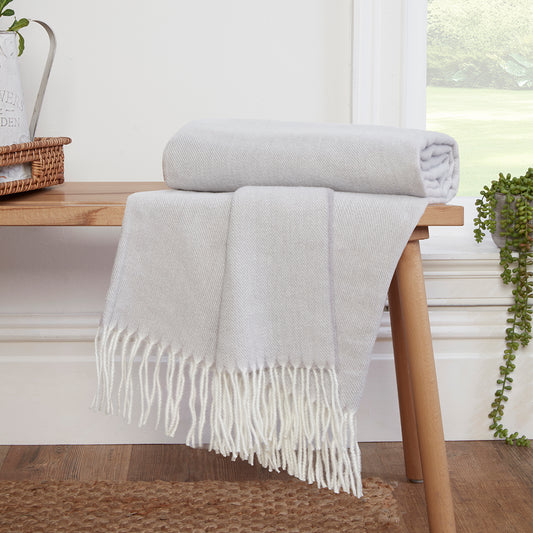 Amara Grey Herringbone Throw (130cm x 180cm)
