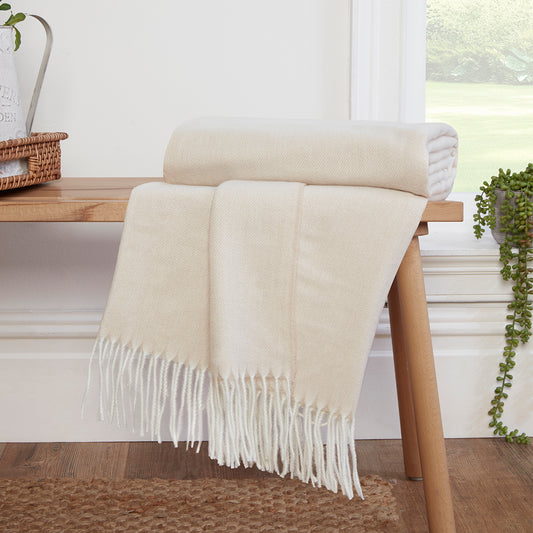 Amara Natural Herringbone Throw (130cm x 180cm)