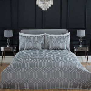 Hamilton Silver Luxury Jacquard Duvet Set