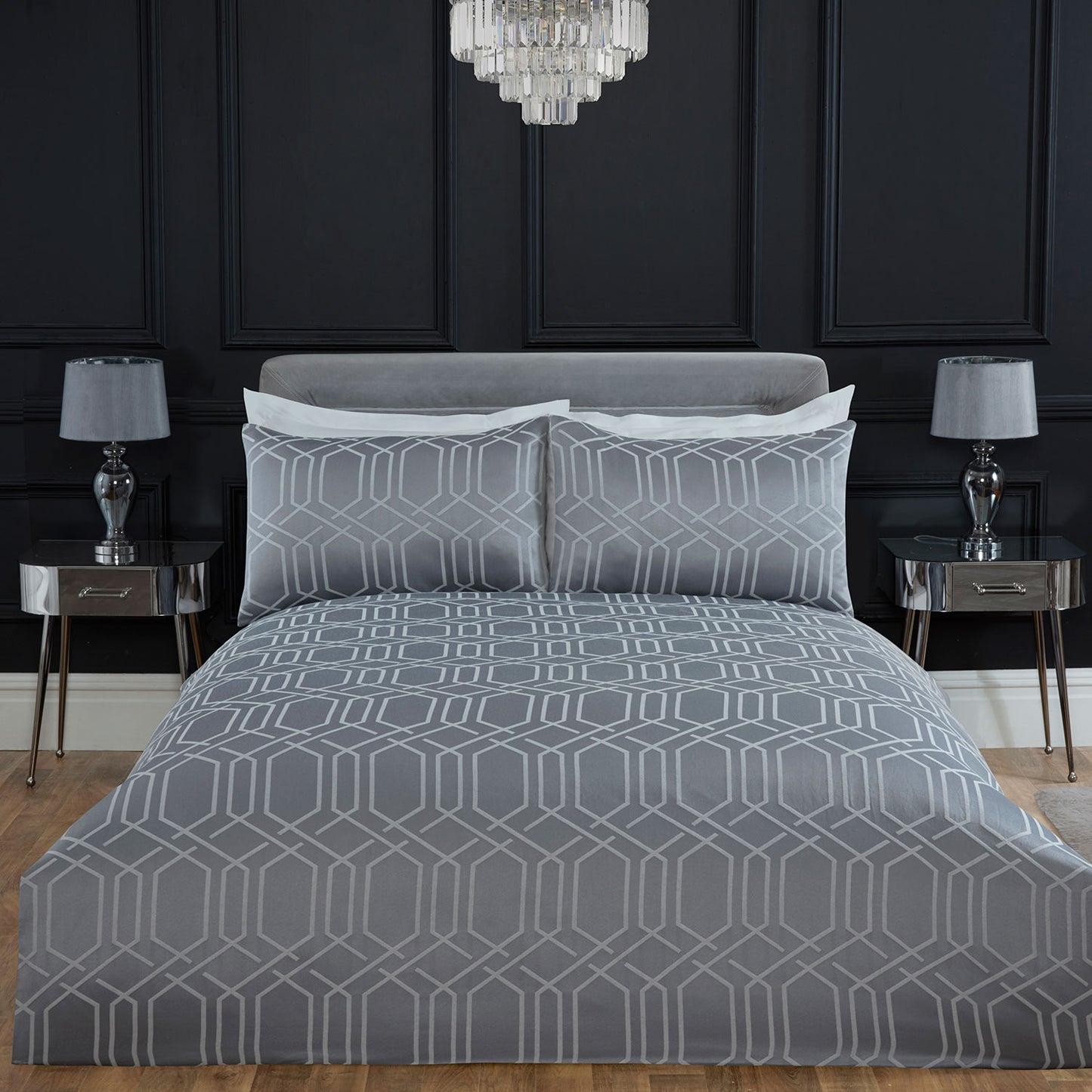 Hamilton Silver Luxury Jacquard Duvet Set
