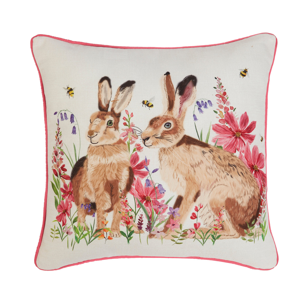 Happy Hares Printed Canvas Cushion