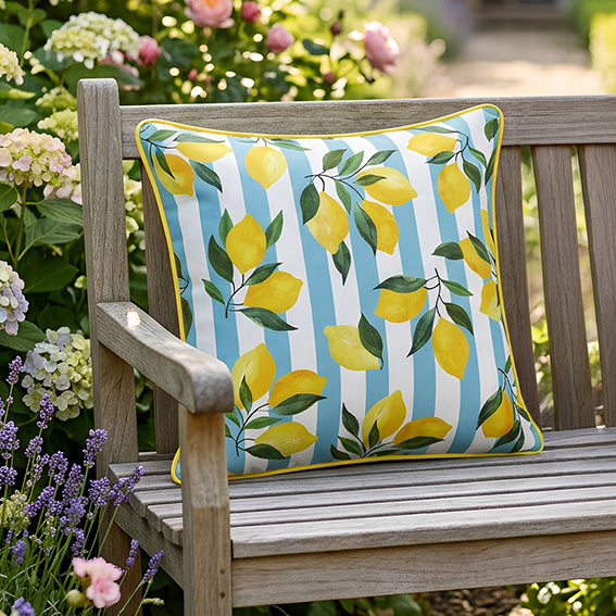 Summer Lemons Canvas Outdoor Cushion (43cm x 43cm)